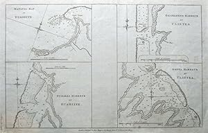 Antique Map TAHITI, PACIFIC,MATAVIA BAY,HUAHINE,RAIATIA Captain Cook, Hogg c1780
