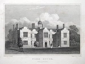 FORD, FORDE HOUSE, NEWTON ABBOT, DEVON original antique print 1831