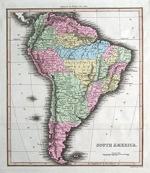 Antique Map SOUTH AMERICA Thomson,Walker original hand coloured 1816