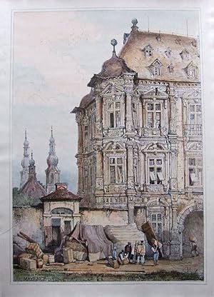 MAINZ, GERMANY, CHATEAU MARTINSBURG Prout. orig.hand coloured antique print