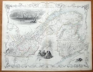 Antique Map EAST CANADA, NEW BRUNSWICK, RAPKIN & TALLIS orig.hand col.antique illustrated map c1850
