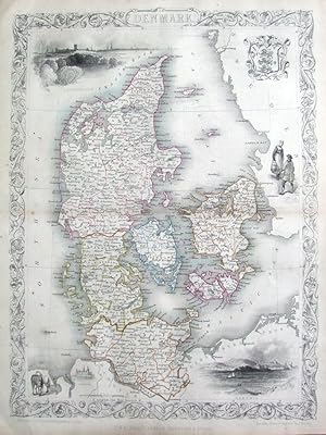 DENMARK, RAPKIN & TALLIS, antique illustrated map c1850