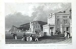 DEVON TEIGNMOUTH,COCKRAM'S HOTEL, PUBLIC READING ROOMS, Allom Antique Print 1832