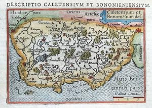 Antique Map N.FRANCE, CALAIS, BOULOGNE, ETAPLES, BERTIUS original hand col. 1606