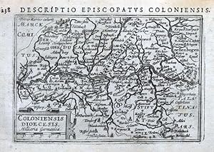 Antique Map GERMANY, KOLN, COLOGNE, BONN, KOBLENZ, BERTIUS original 1606