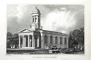 DEVON, EXETER, ST DAVID'S CHURCH,Bartlett Steel Engraved Antique Print 1832