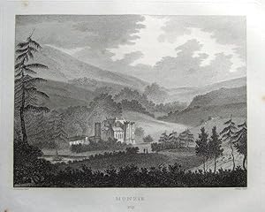 MONZIE CASTLE, CRIEFF, PERTHSHIRE, SCOTLAND original antique print 1819