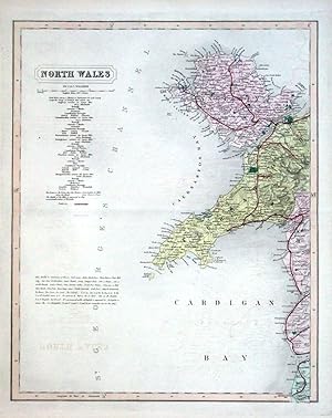 Antique Map NORTH WALES, Two Hand Coloured Railway Maps , Walker 1877