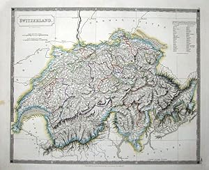 Antique Map SWITZERLAND, Sidney Hall large original hand coloured 1828
