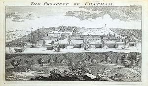 Prospect of CHATHAM, KENT panorama original antique print c1750