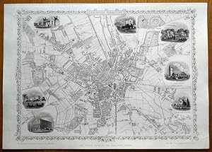 BRADFORD, YORKSHIRE Street Plan RAPKIN & TALLIS original antique illustrated map c1850