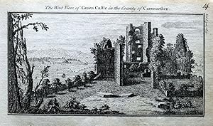 WALES GREEN CASTLE CARMARTHENSHIRE Original Antique Copper Engraved Print c1770