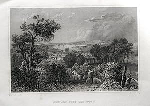 ISLE OF WIGHT VIEW OF NEWPORT Original Antique Steel Engraved Print c1840