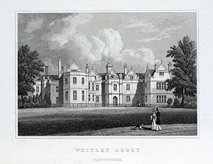 WHITLEY ABBEY, COVENTRY, WARWICKSHIRE, original antique print c1830