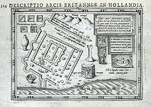 Antique Map KATWIJK, NETHERLANDS, ROMAN CITY, BERTIUS original 1618