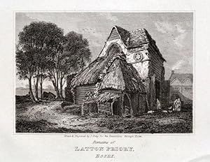 LATTON PRIORY, MARK HALL, HARLOW, ESSEX, Original antique print 1818