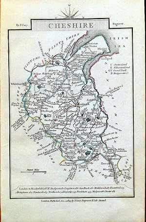 Antique Map CHESHIRE John Cary Original Hand Coloured Miniature Antique County Map 1819