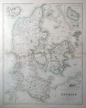 DENMARK & THE DUCHIES, FAROES, ICELAND, SANTA CRUZ Fullarton antique map c1860