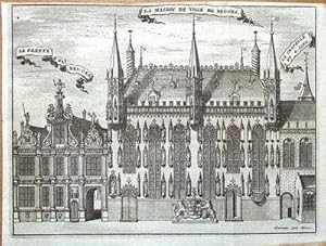 BELGIUM,BRUGES, STADHUIS & PEACE COURT Francois Foppen Antique Print 1720
