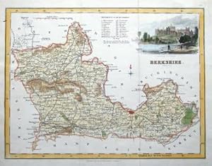 Antique Map BERKSHIRE, Fullarton.Original Hand Coloured illustrated c1830