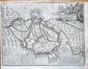 Antique Map BIRDS EYE VIEW OF VALENCIENNES, FRANCE Francois Foppen 1720