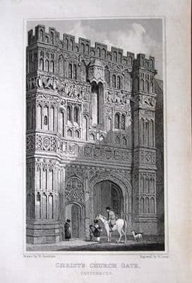 CANTERBURY,CHRIST CHURCH GATE Antique Print 1830