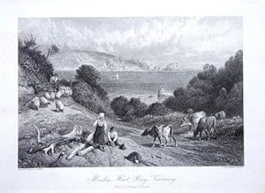 CHANNEL ISLANDS, GUERNSEY, MOULIN HUET BAY Antique Print c1870