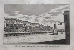 CHEAPSIDE IN 1660,ELEANOR CROSS LONDON. Harrison antique print 1776