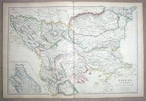 Antique Map CROATIA, BOSNIA,GREECE,TURKEY, BULGARIA 1860