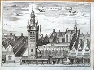 FRANCE, DOUAI, TOWN HALL & BELFRY , Francois Foppen Antique Print 1720