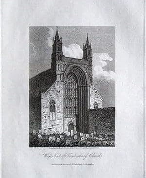 GLOUCESTERSHIRE, TEWKESBURY ABBEY,Antique Print 1807