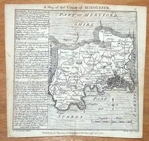 Antique Map MIDDLESEX, LONDON , BADESLADE & TOMS original miniature map 1741