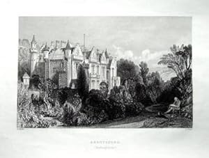 SCOTLAND, ABBOTSFORD HOUSE,SIR WALTER SCOTT Thomas Allom Antique Print 1835