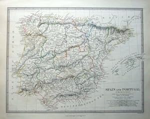 Antique Map SPAIN AND PORTUGAL original c1835
