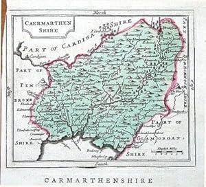 Antique Map WALES, CAERMARTHENSHIRE, Seller/ Grose Hand Coloured 1786