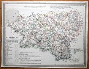 Antique Map FRANCE, PYRENEES ATLANTIQUE, BAYONNE, Dufour c1830