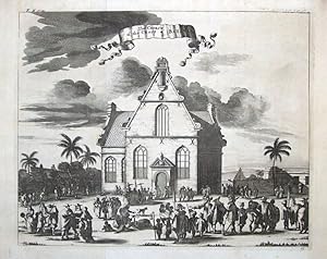 JAKARTA, CHURCH OF THE CROSS, JAVA, INDONESIA, CHURCHILL antique print 1744