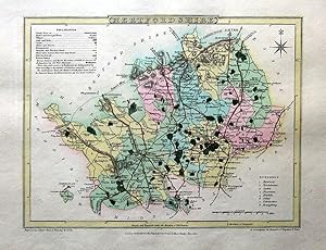 Antique Map HERTFORDSHIRE, Hand Coloured County Map , Cole & Roper 1805