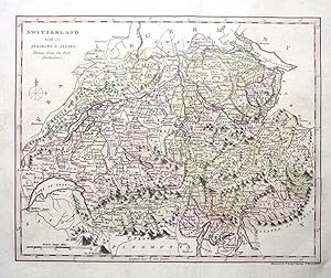 1859 Antique Map of Mont Blanc Bard Simplon Aoste Switzerland Rare Engraving 