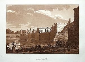 LEEDS CASTLE, KENT, Samuel Ireland Original Sepia Aquatint, Antique Print 1793