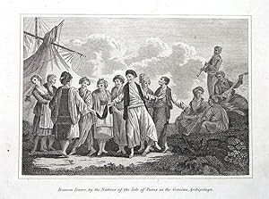 GREECE, NATIVE ROMECA DANCE OF PAROS, Antique Print c 1810