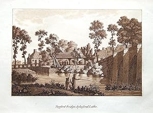 TWYFORD BRIDGE, AYLESFORD KENT, Samuel Ireland Sepia Aquatint Antique Print 1793