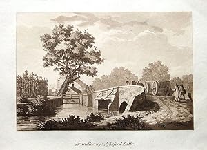 BRANDT BRIDGE, AYLESFORD KENT, Samuel Ireland Sepia Aquatint Antique Print 1793