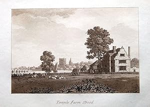 TEMPLE FARM STROOD KENT, Samuel Ireland Sepia Aquatint Antique Print 1793