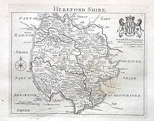 Antique Map HEREFORDSHIRE, John Rocque , England Displayed County Map 1769