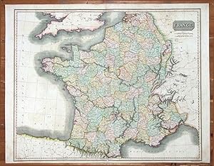 Antique Map FRANCE, JOHN THOMSON original, hand coloured 1817