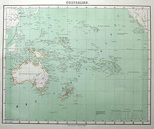 Antique Map AUSTRALIA, NEW ZEALAND, PACIFIC Fleming original coloured 1855