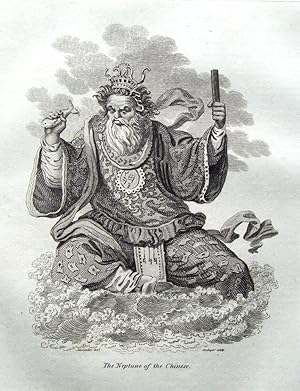 CHINA, CHINESE MYTHOLOGY NEPTUNE George Cooke Antique Print 1807