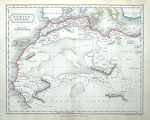 Antique Map NORTH AFRICA, CRETE, SICILY, Original Classical c1840