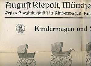 August, Riepold, München, Färbergraben 26. Erstes Spezialgeschäft in Kinderwagen, Kindermöbel, Ko...